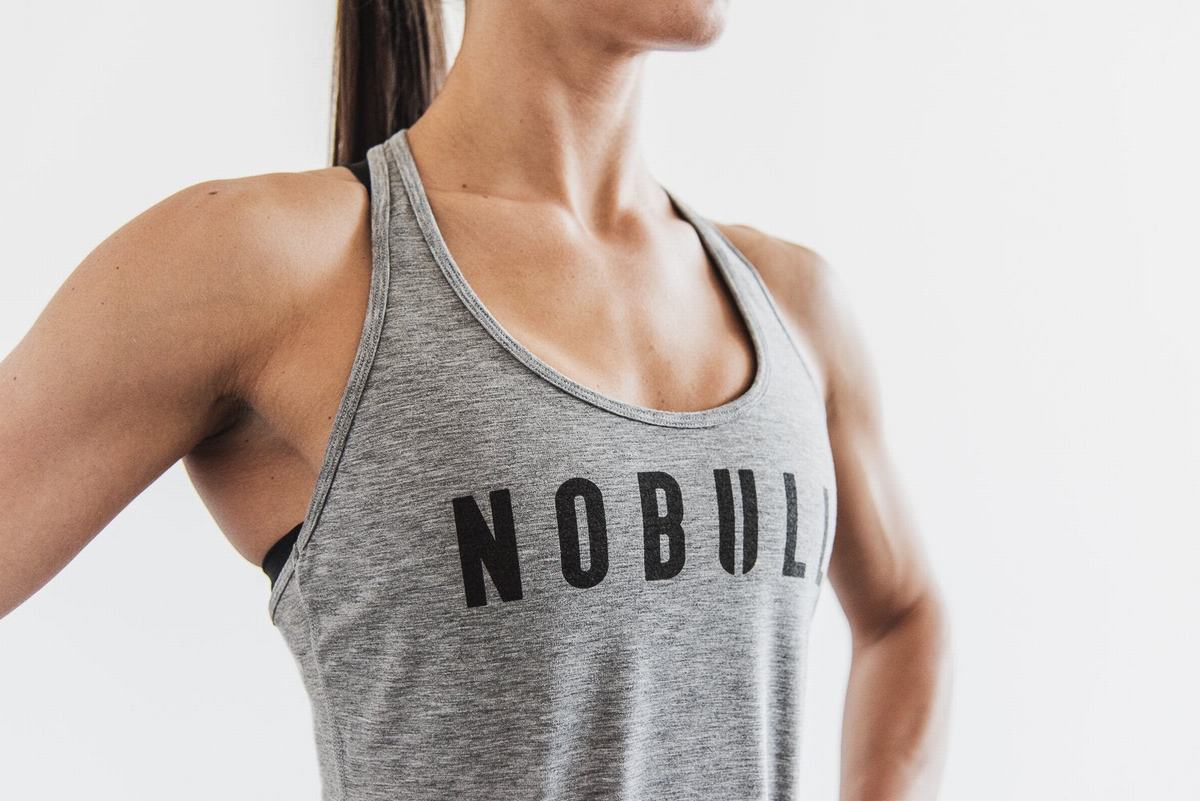 Nobull Racerback Women\'s Tank Tops Grey | Australia (WT9376)